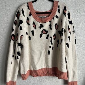 Dusty Pink Leopard Sweater 2X/3X